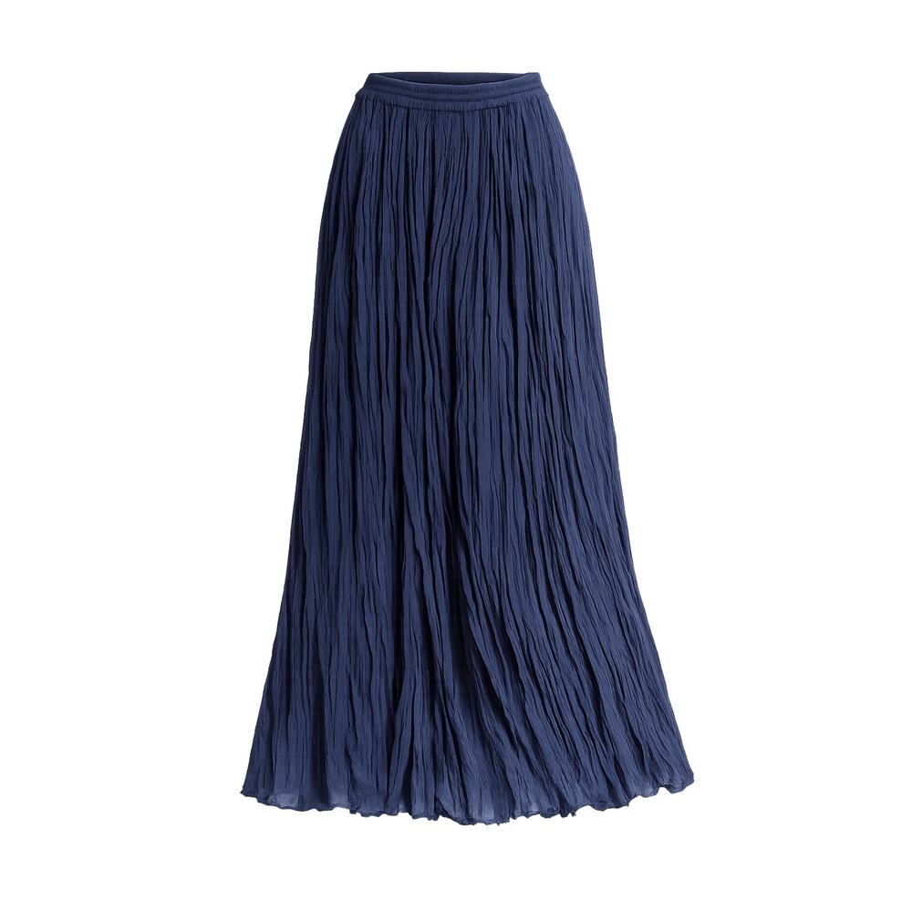 Wanted Navy Blue Pleated Maxi Skirt